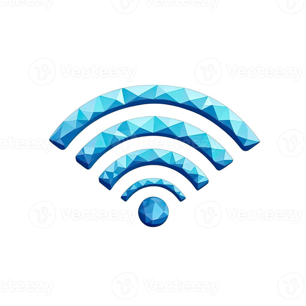A geometric wifi signal radiates strength and connectivity, blue facets gleam with modern technology and seamless internet access photo