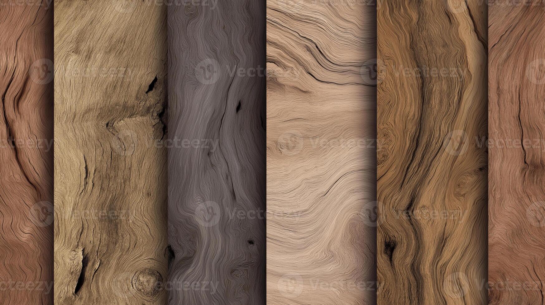 Variety of seamless old wood textures in different shades and patterns, showcasing natural grain and color variations. These textures are ideal for design and decoration projects photo