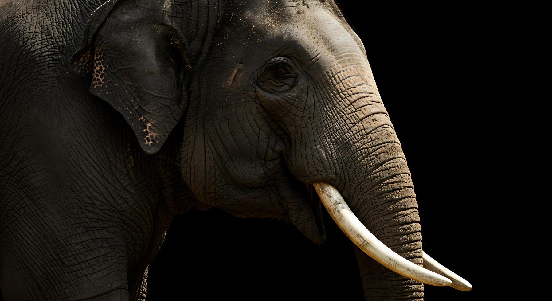 A close up of an elephant with tusks photo