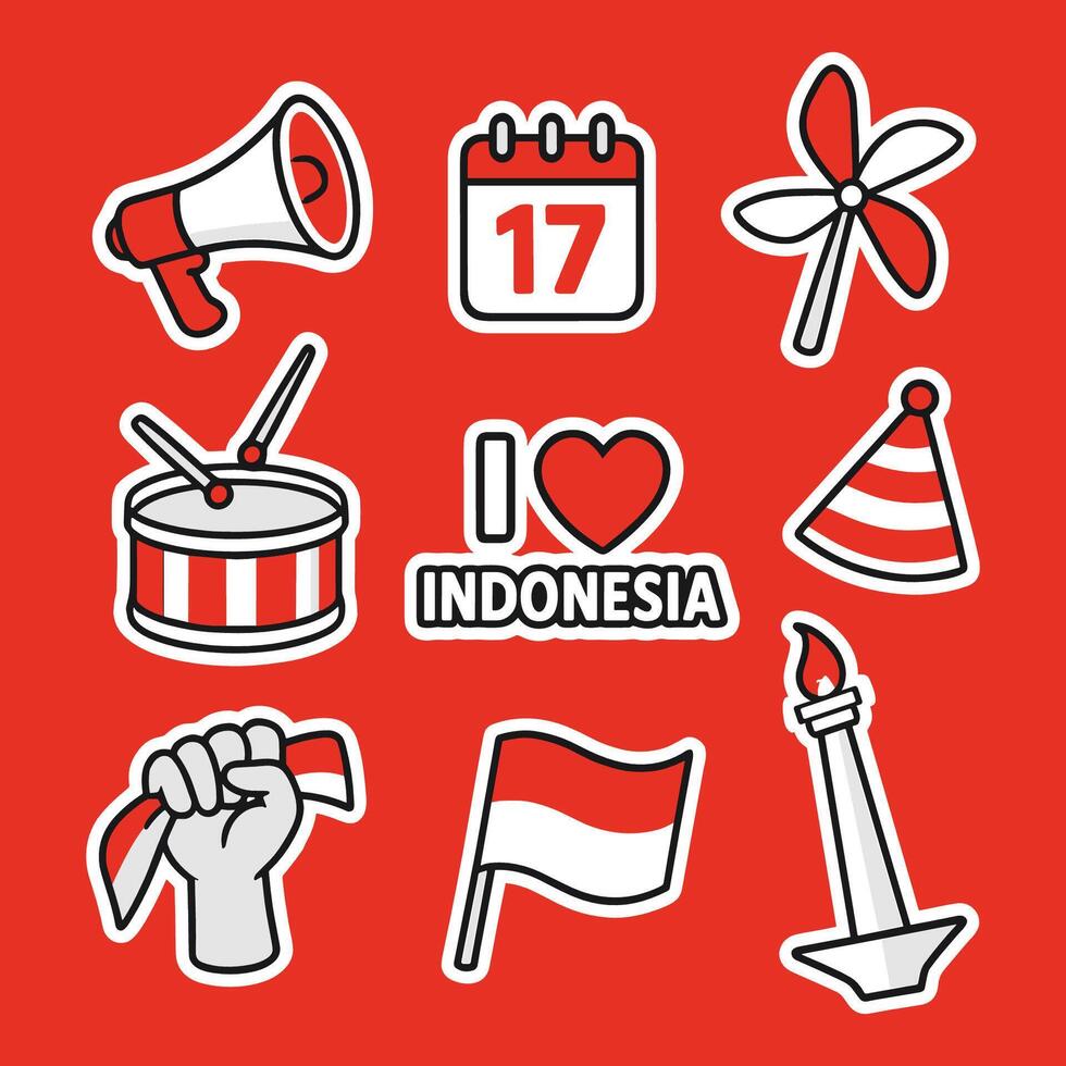 indonesia independence day element collection vector