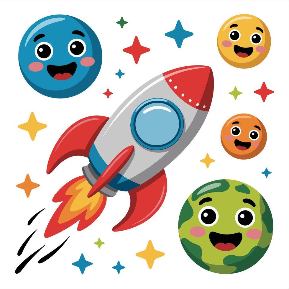 Colorful Space Adventure Wall Stickers vector