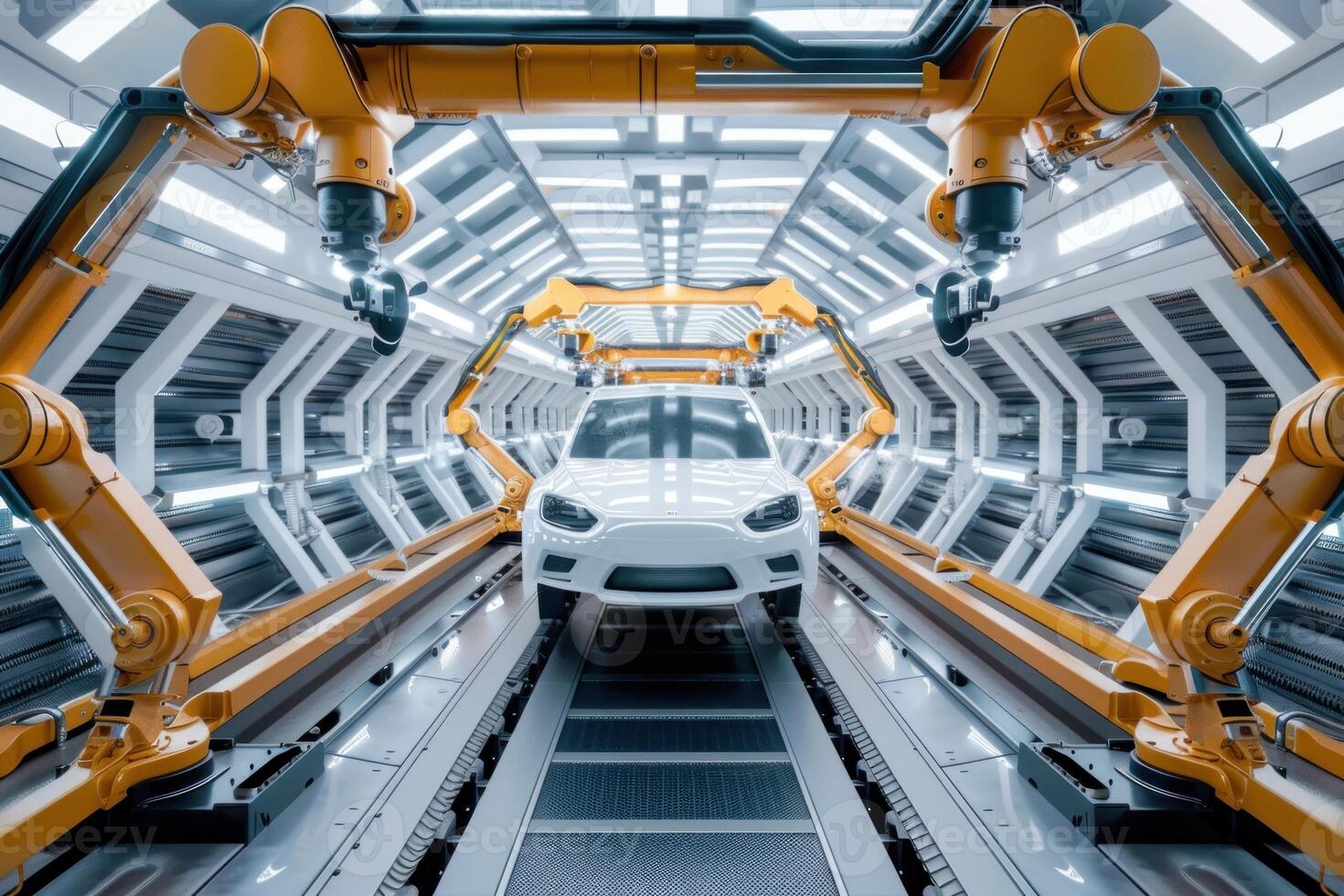 Automotive robots in a factory photo