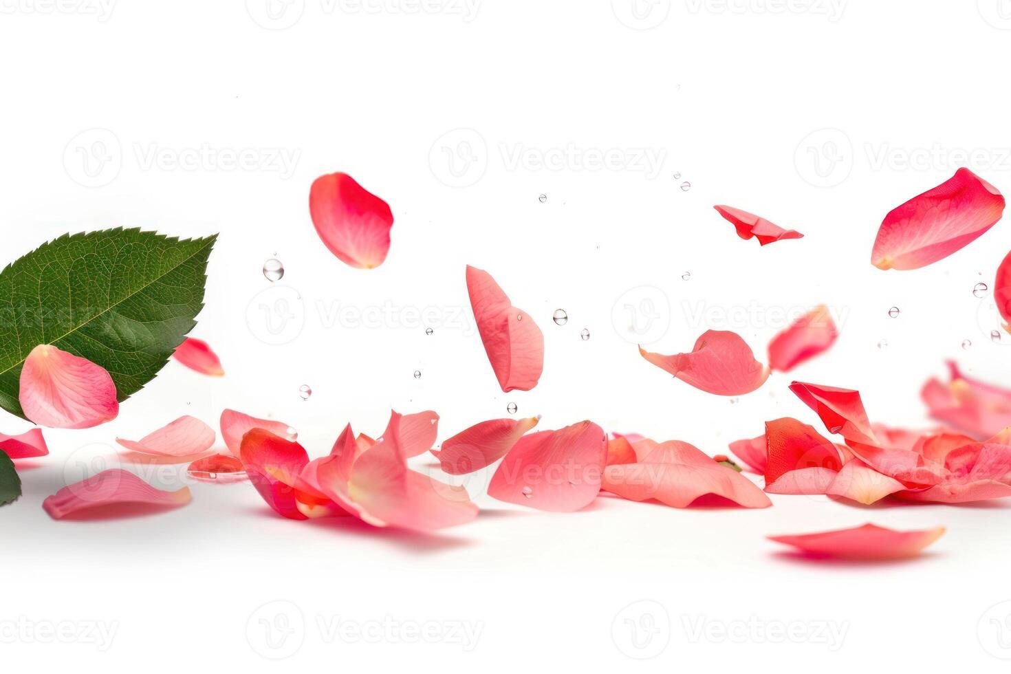 Rose petals falling from the air photo