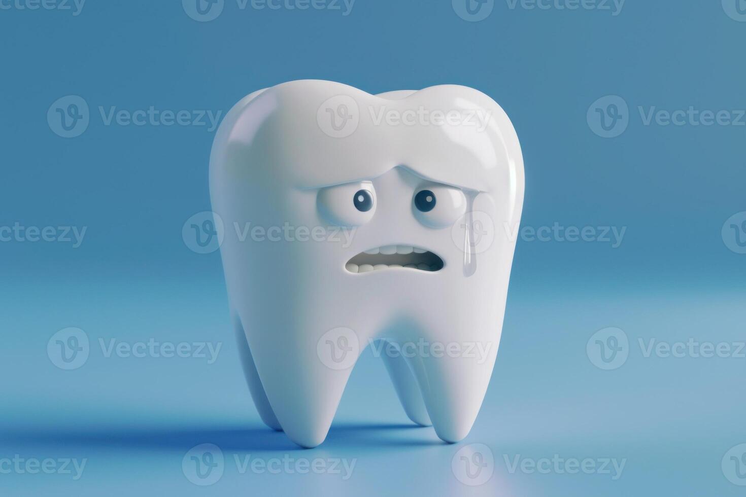 A tooth with a sad expression on it photo
