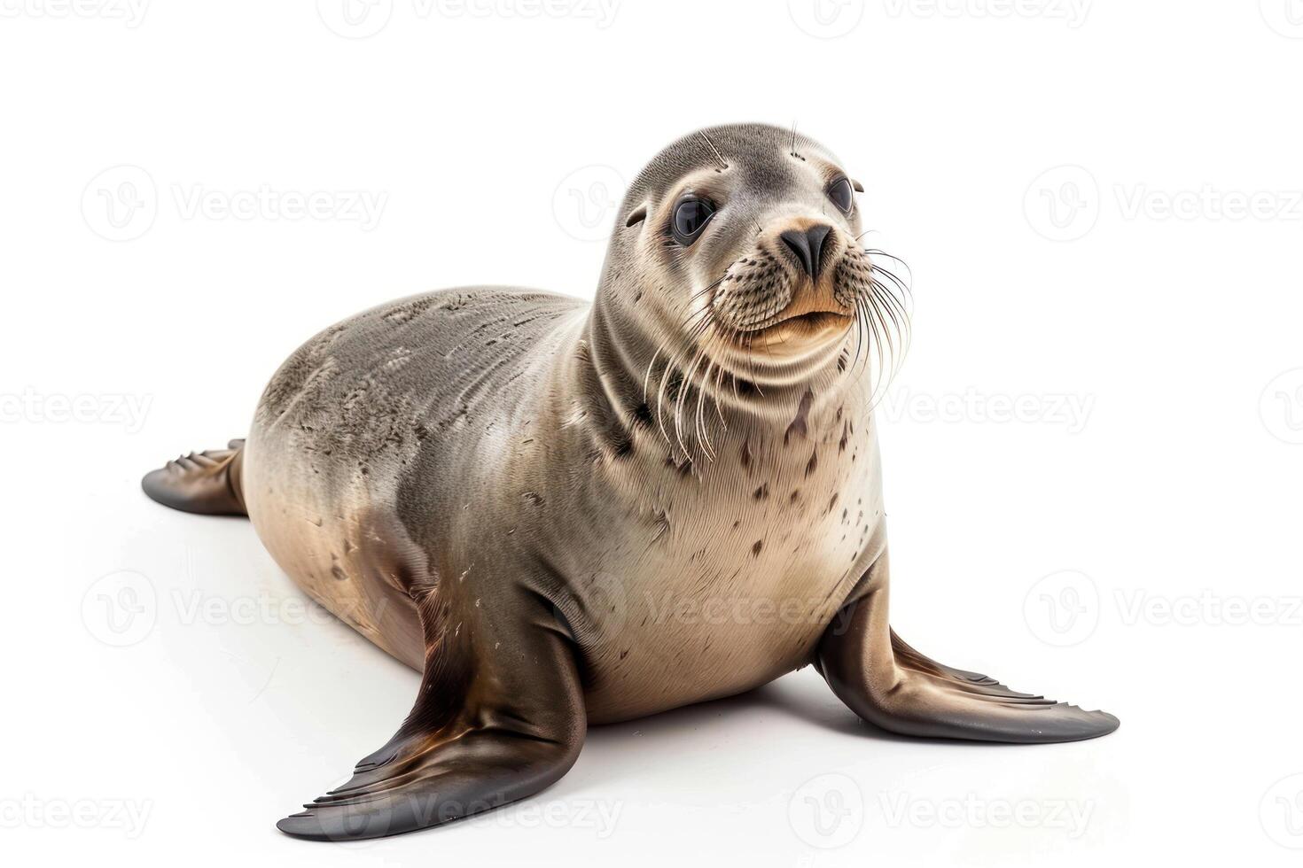 A seal is sitting on the ground with its head up photo