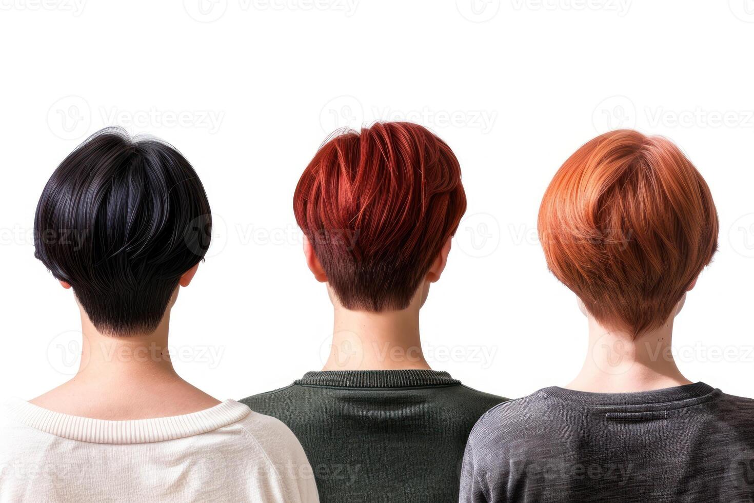Back view of three women with different hair colors photo