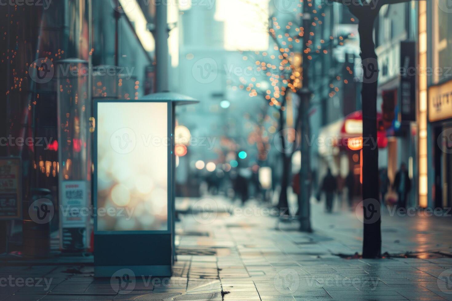 A street with a billboard on the side of it photo