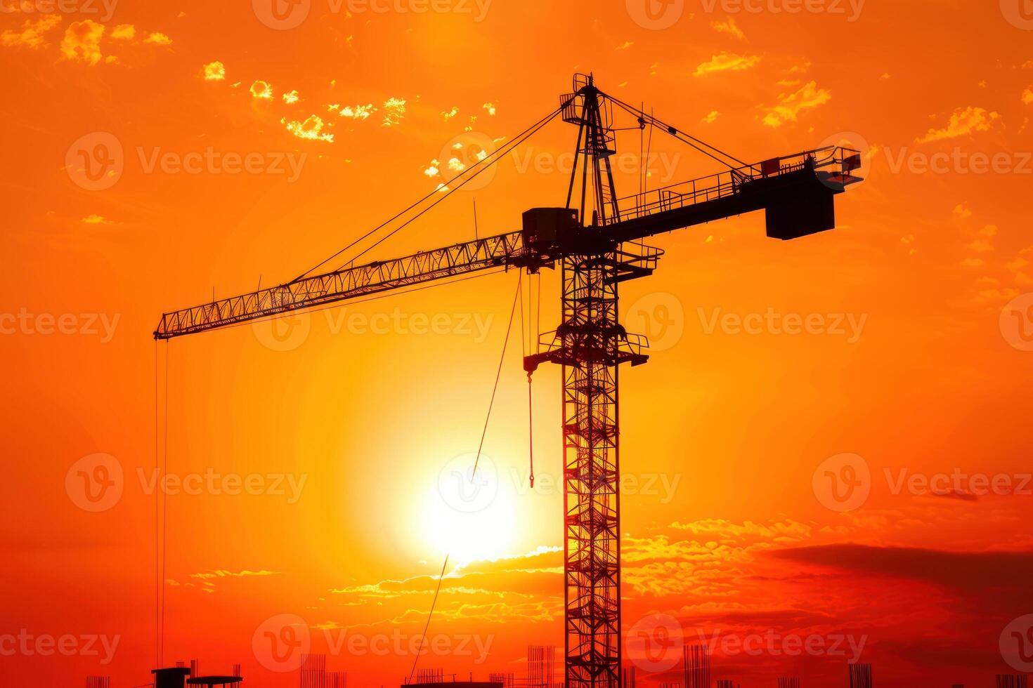 Construction crane at sunset photo
