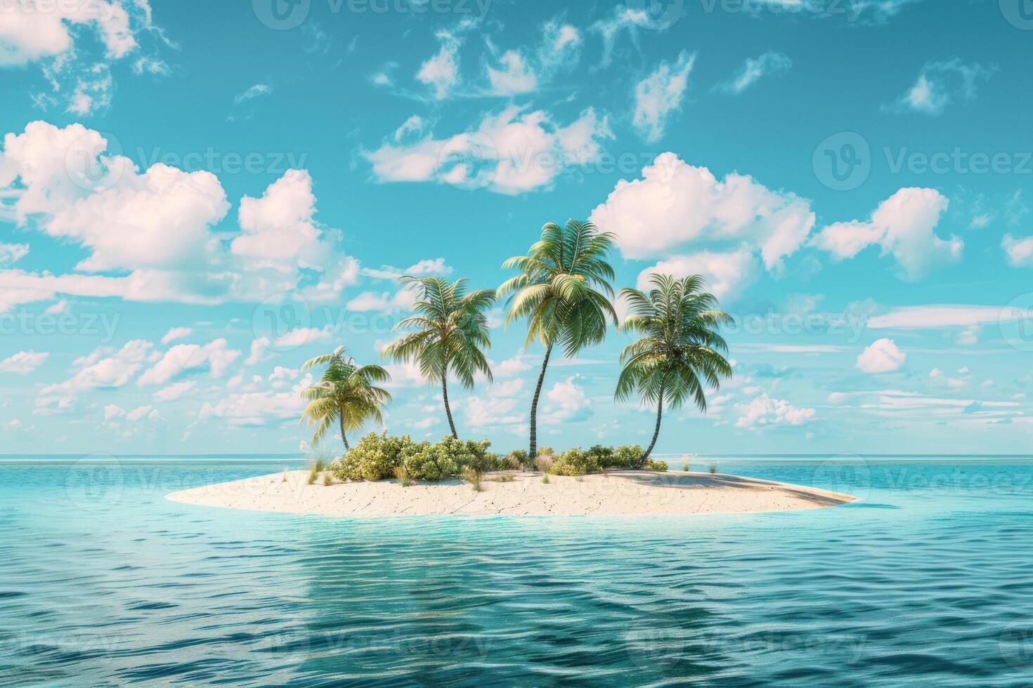 Tropical island with palm trees in the ocean photo