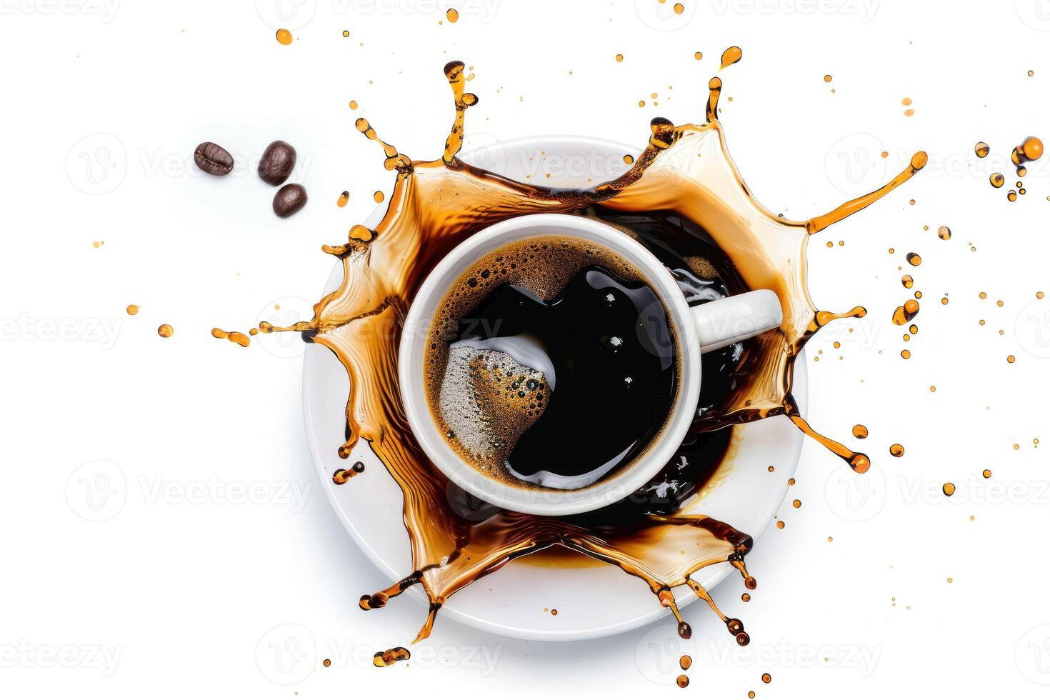 A cup of coffee with a splash of liquid photo