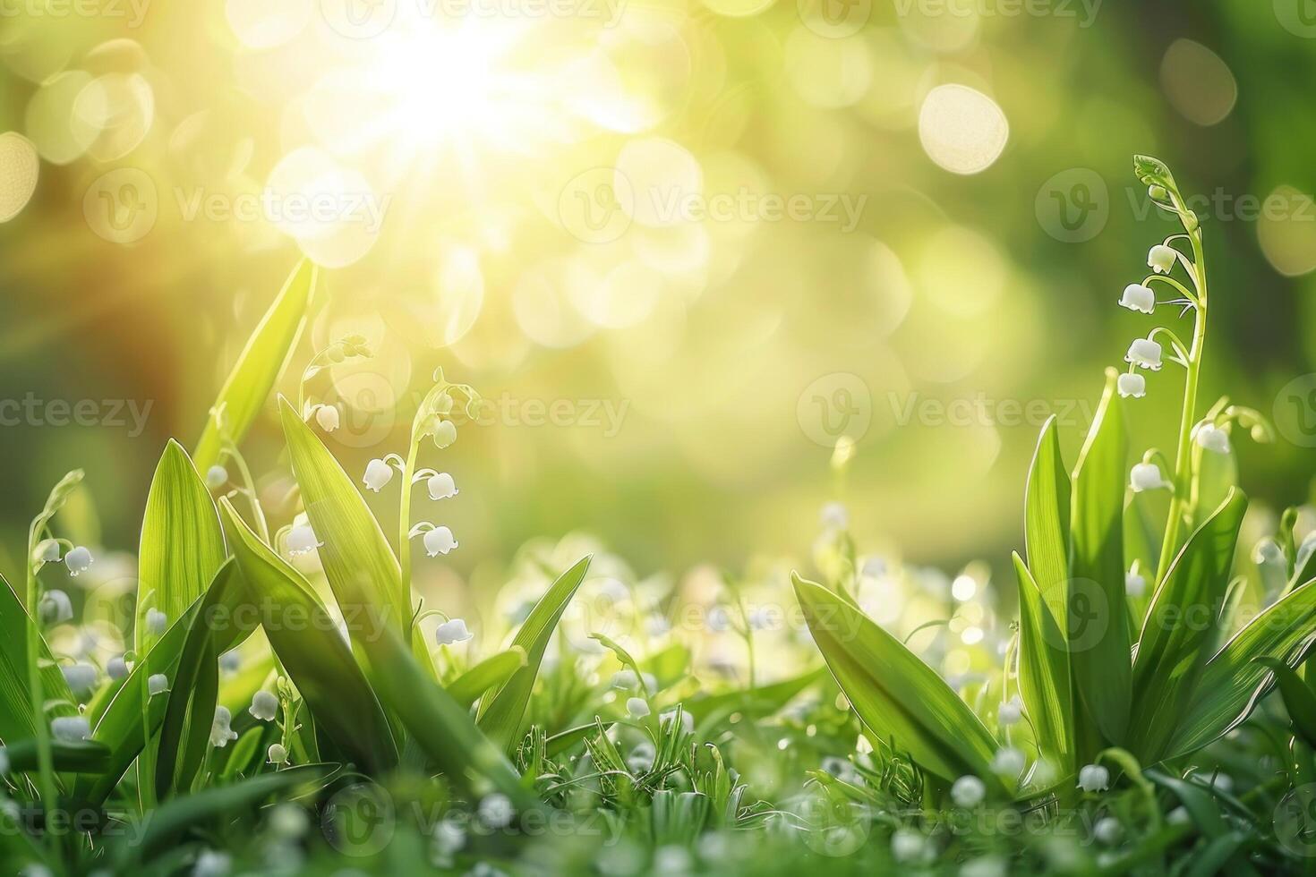 Lily of the valley flowers in the sunlight photo