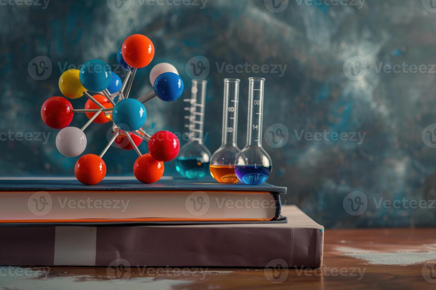 A stack of books and a science experiment photo