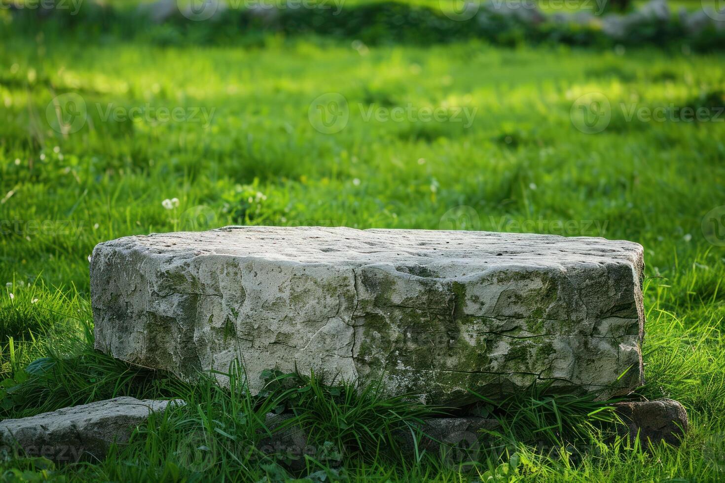 Stone in the grass photo