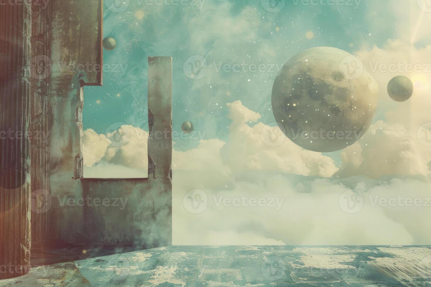 A door with a view of the sky and clouds photo