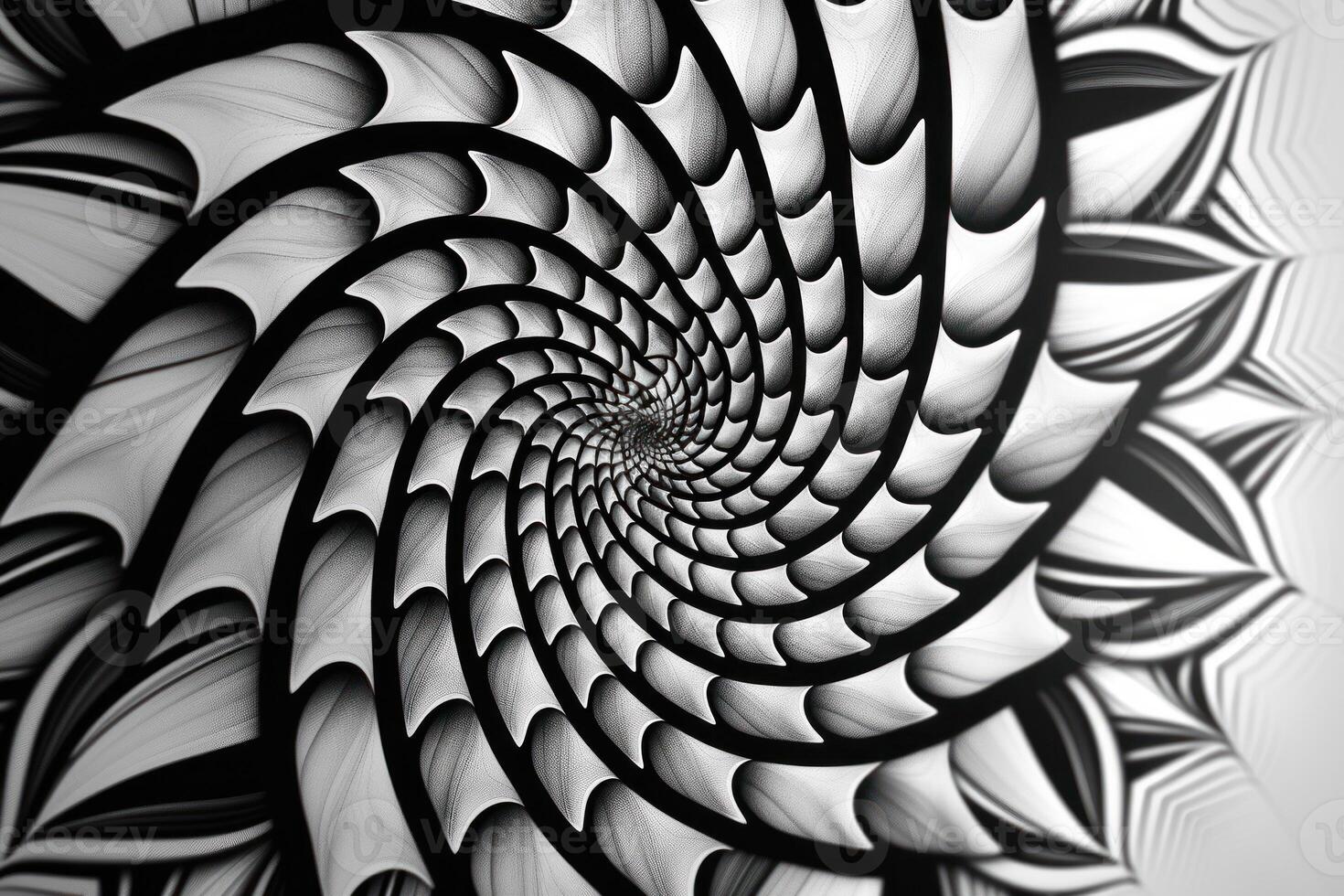 A black and white image of a spiral design photo