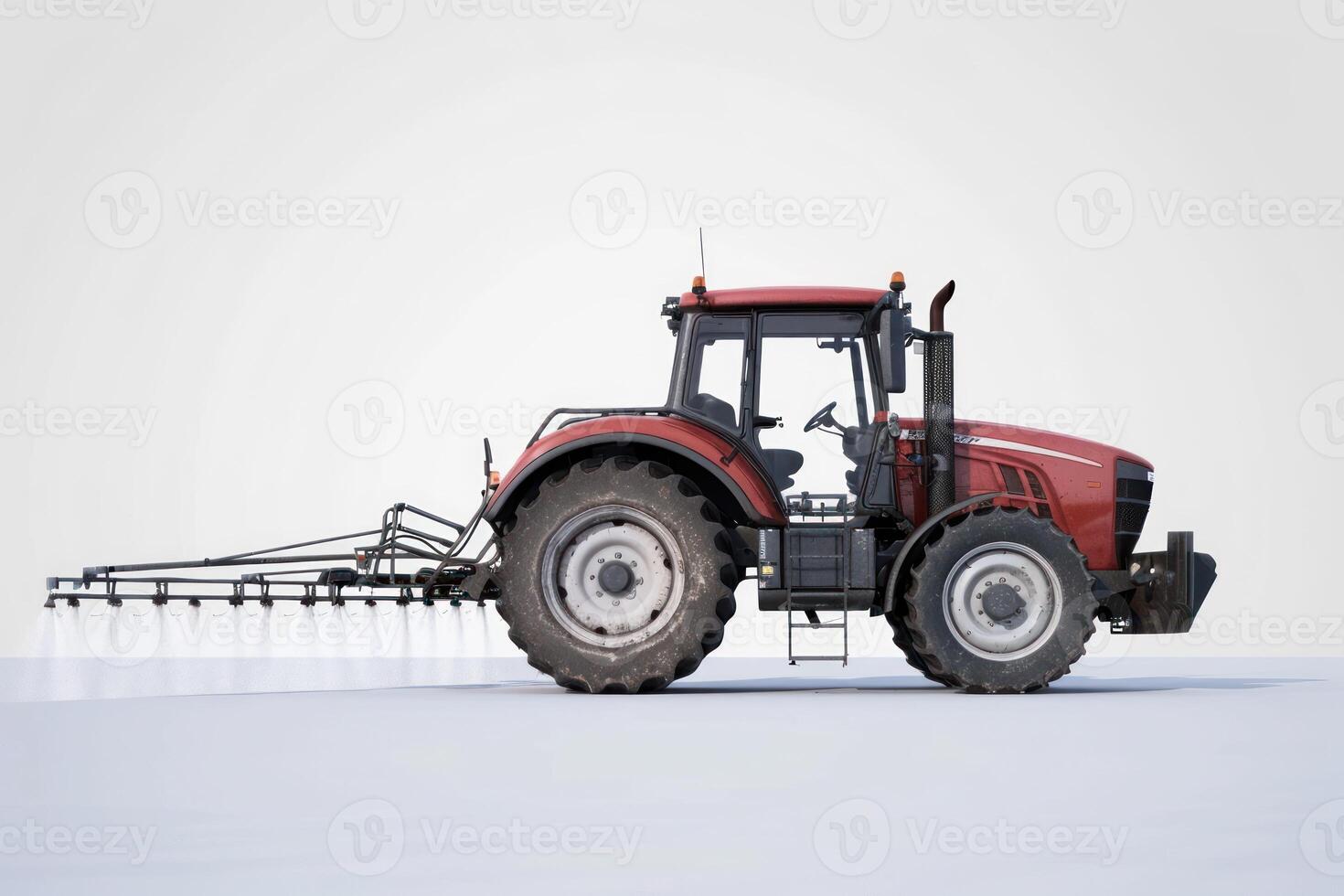 A tractor spraying snow on a white background photo