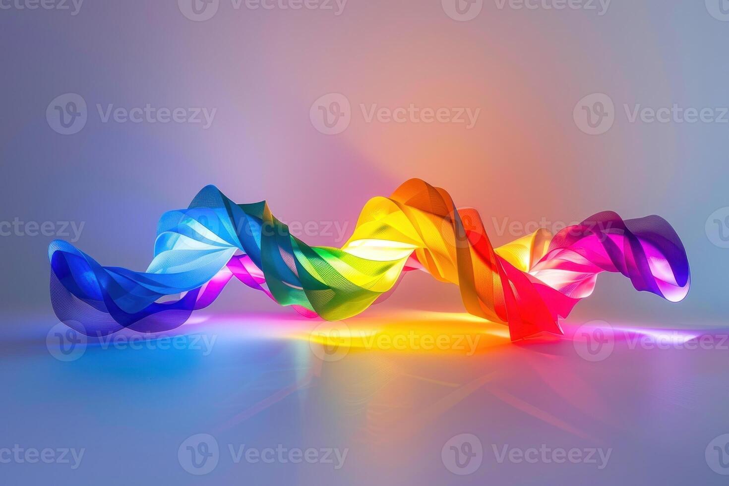 Abstract colorful wave of light on white background photo