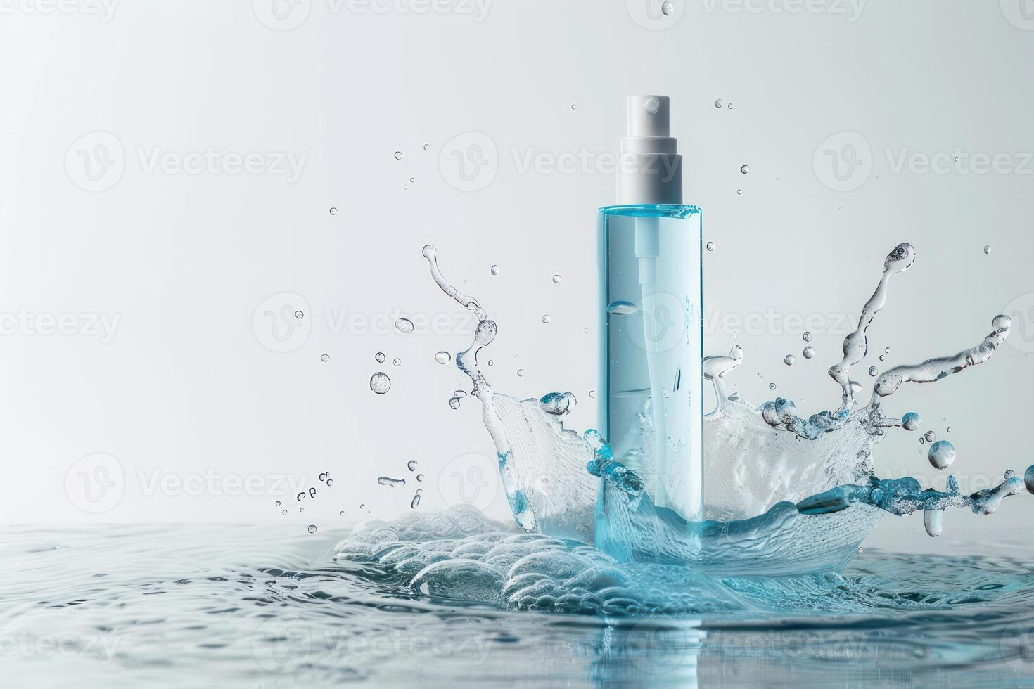 A bottle of water with a sprayer on top photo