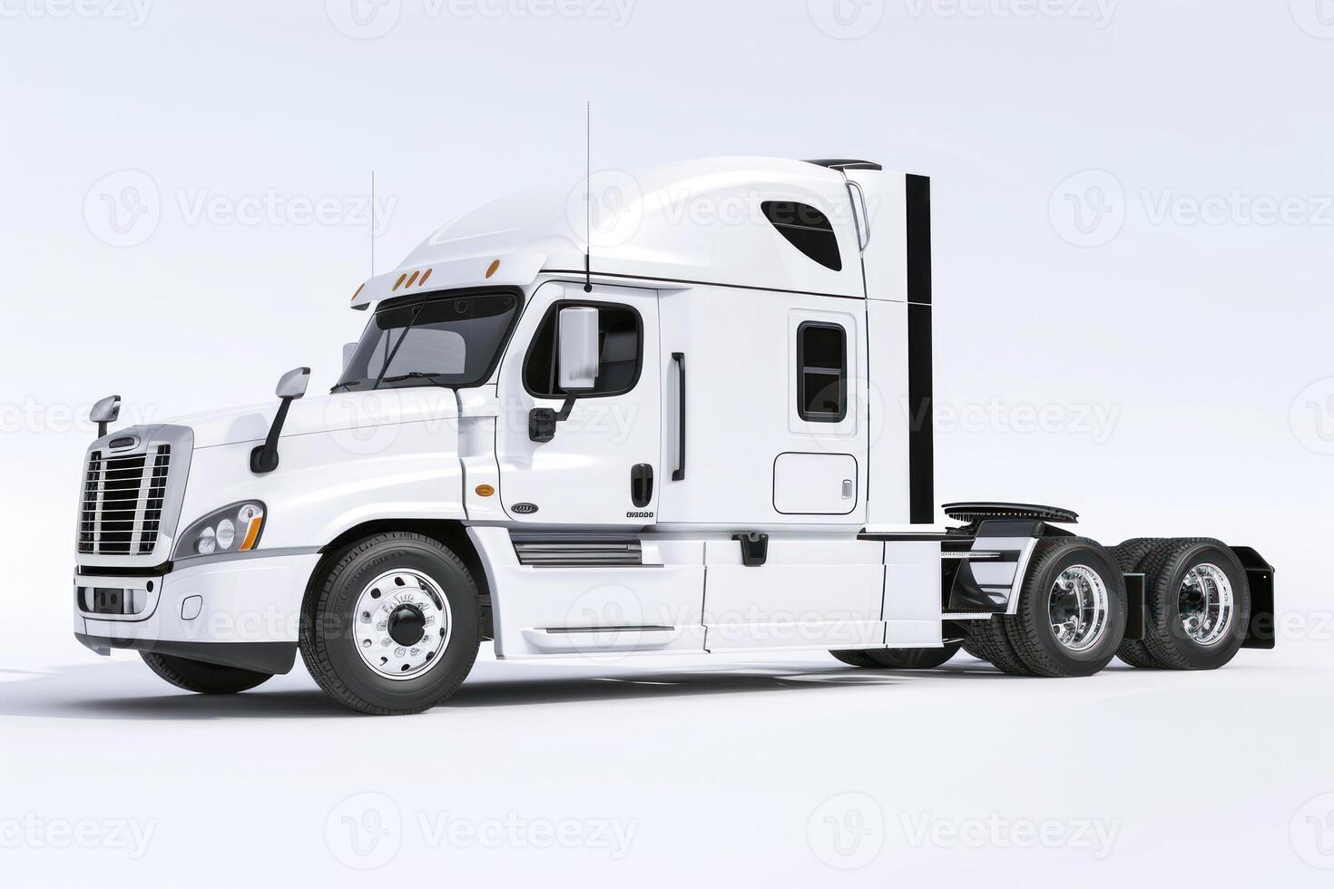 A white semi truck on a white background photo