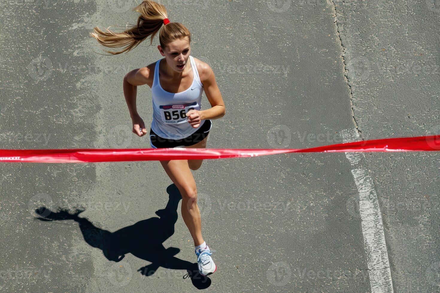 A woman running a marathon photo