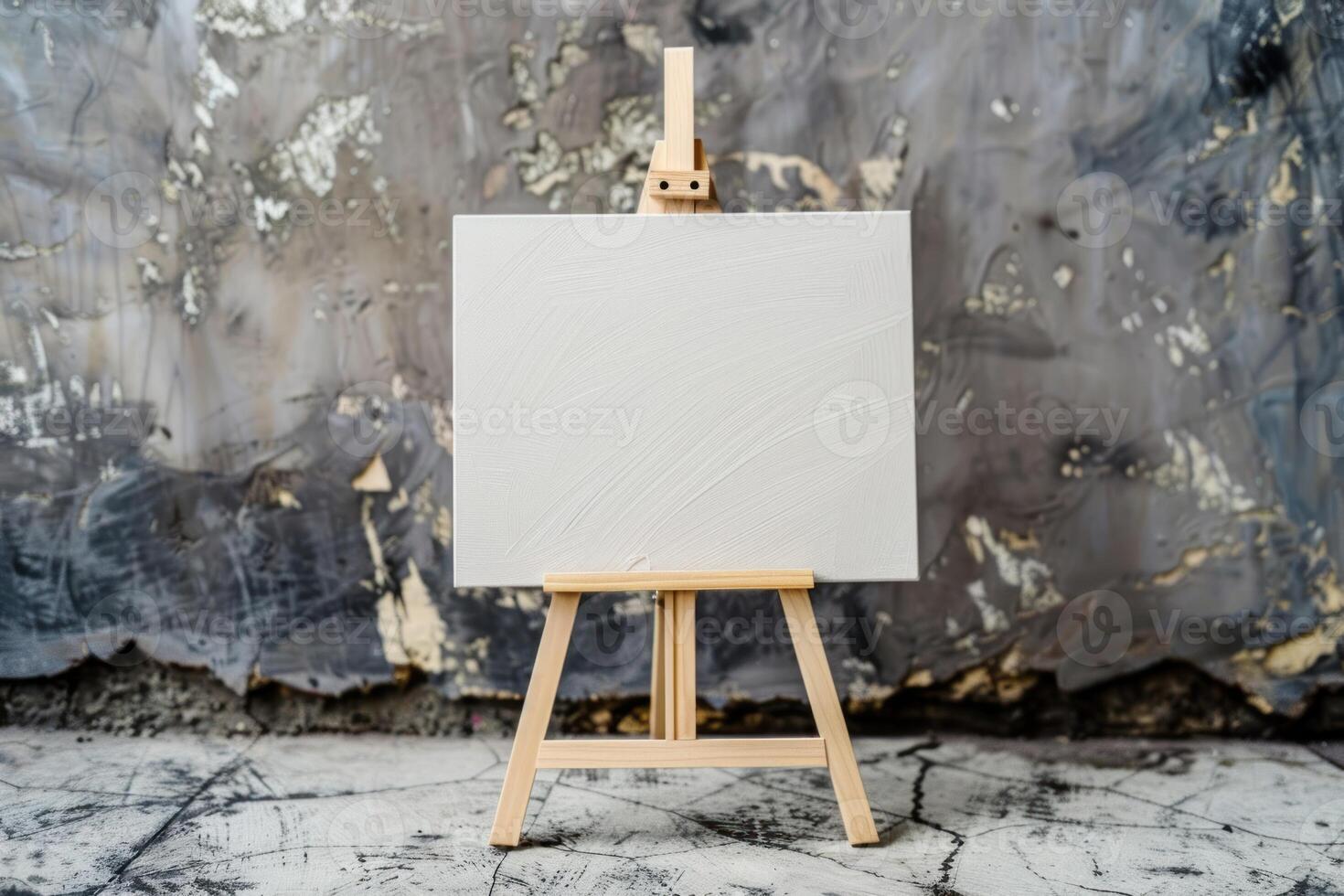 An easel with a white canvas on it photo