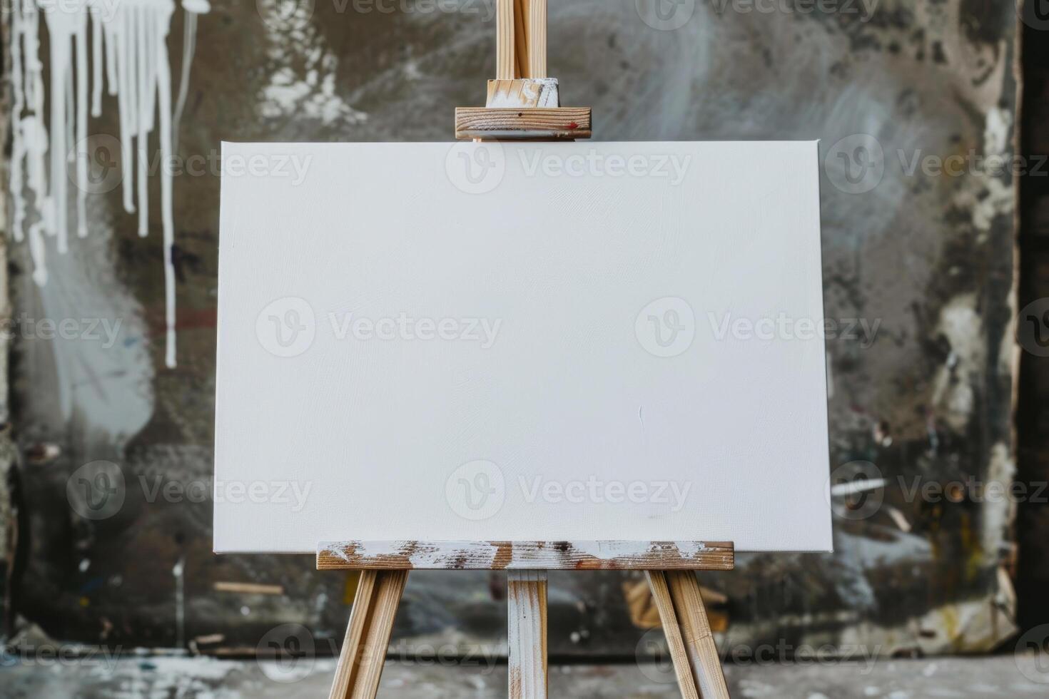 An easel with a blank canvas on it photo