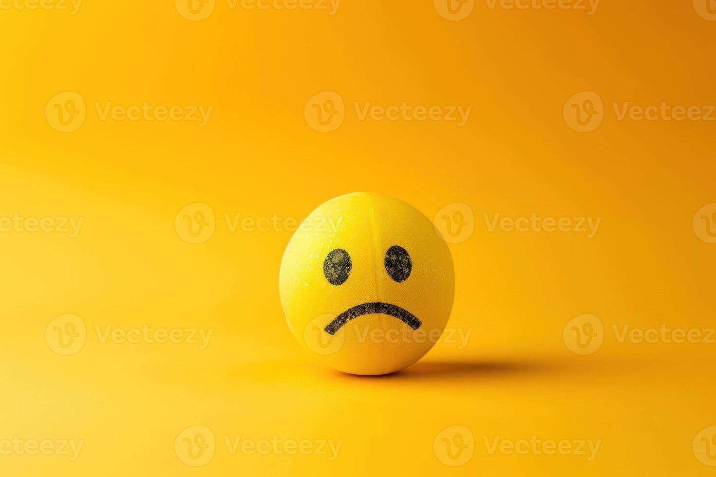 A yellow smiley face with a sad face on it photo