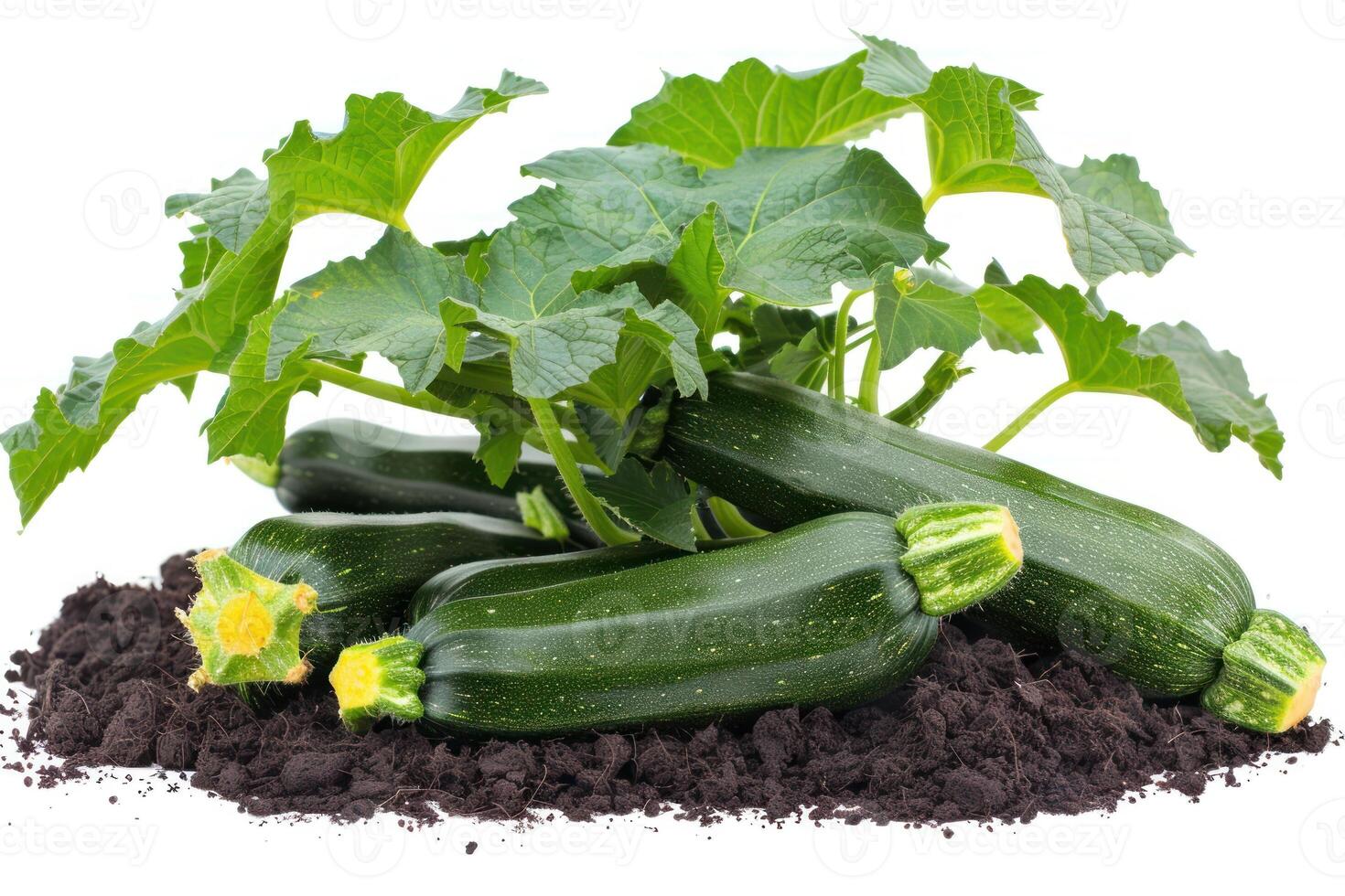 Zucchini plant with green leaves and green leaves photo