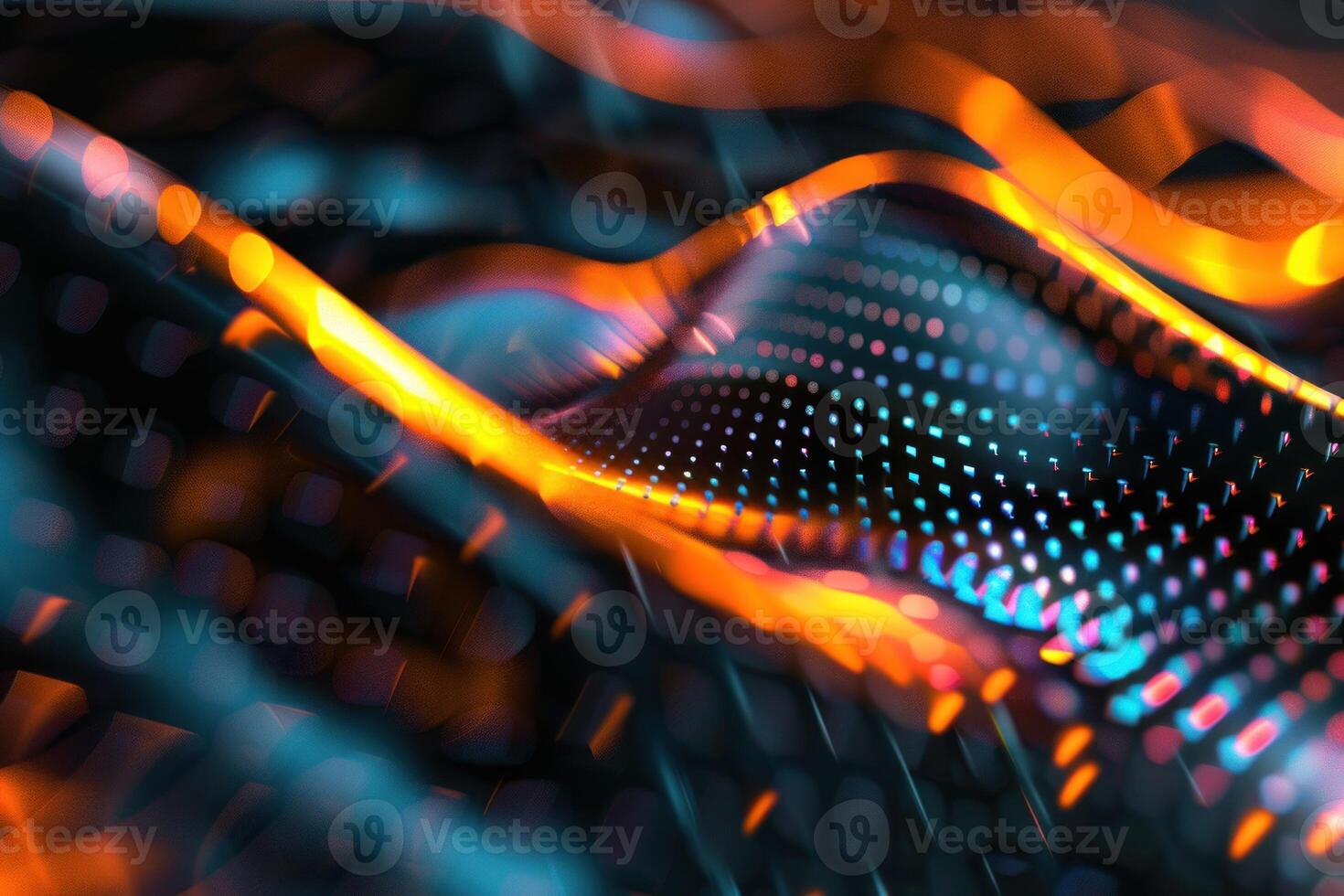 Abstract background with glowing lines and dots photo