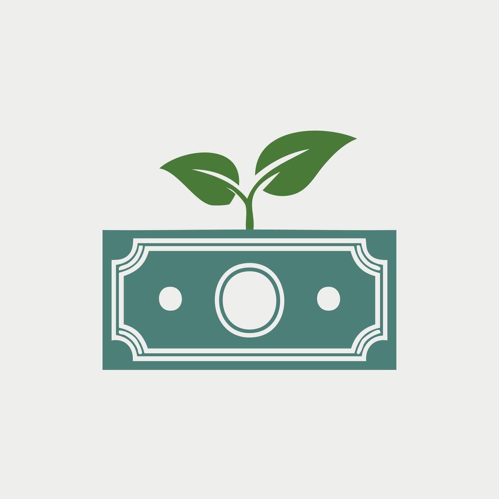 A creative design showing money and a plant sprouting together, symbolizing eco conscious wealth and financial growth. vector