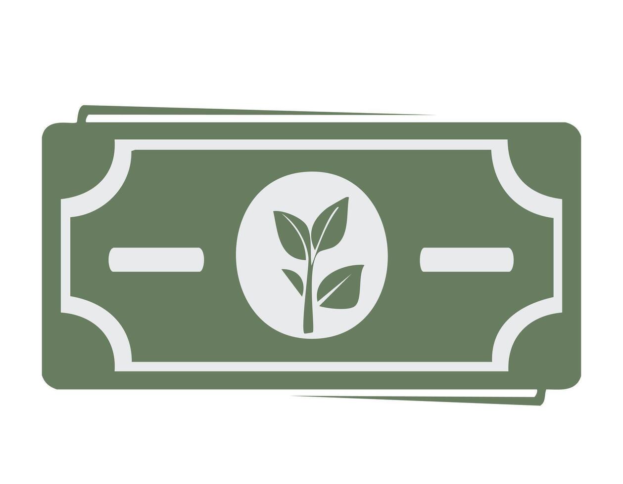 Green sprout emerging from a dollar-style bill, symbolizing income growth and ecofriendly financial planning. vector