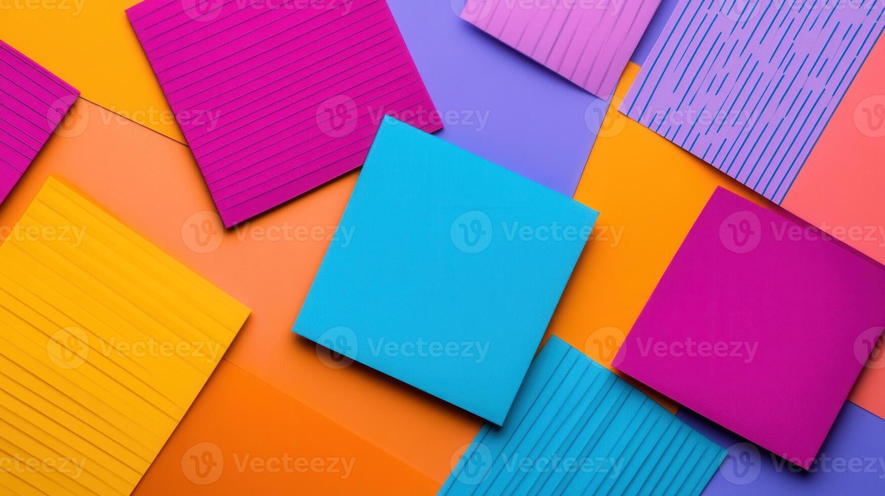 Colorful paper background with different shapes photo