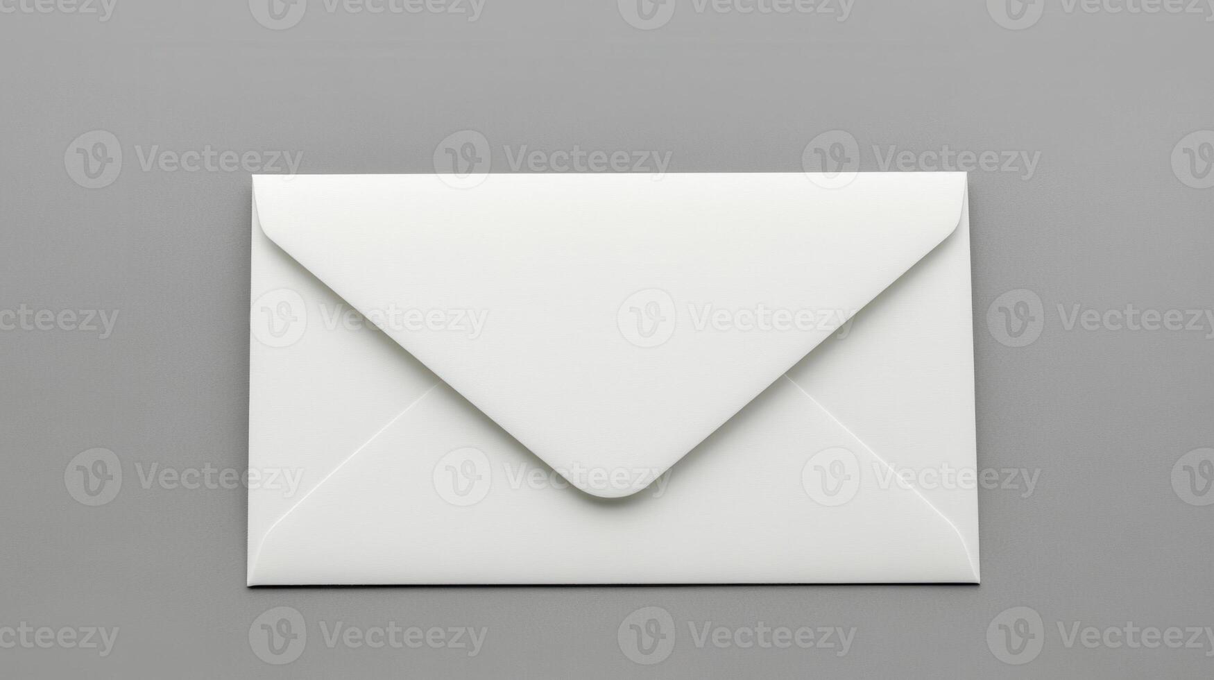 An open white envelope on a gray background photo