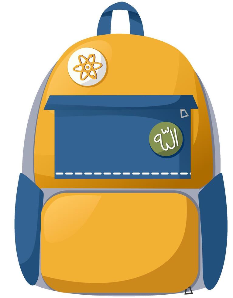 A bag yellow and blue color with science pin vector
