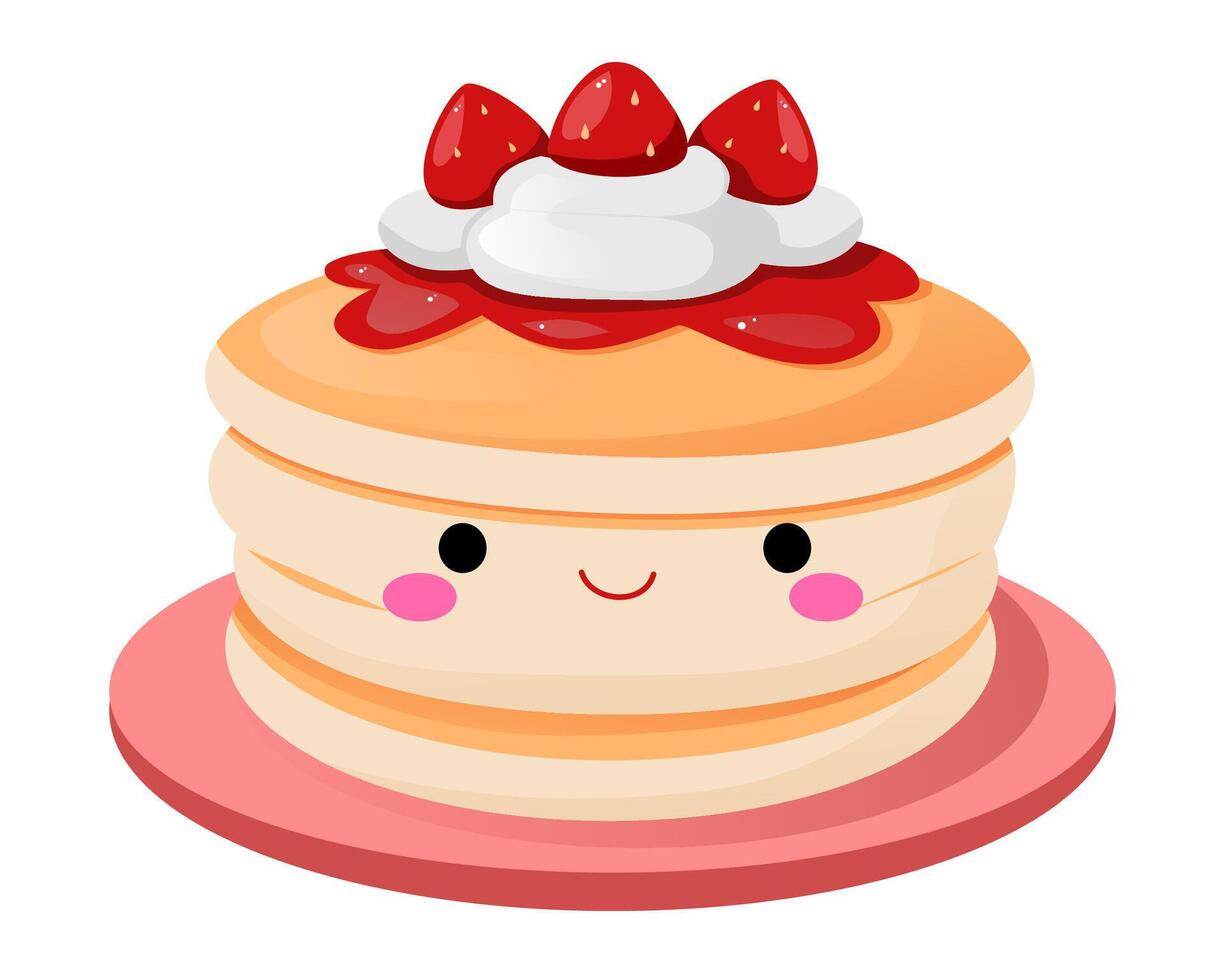 Pancake or cake with strawberry on it vector