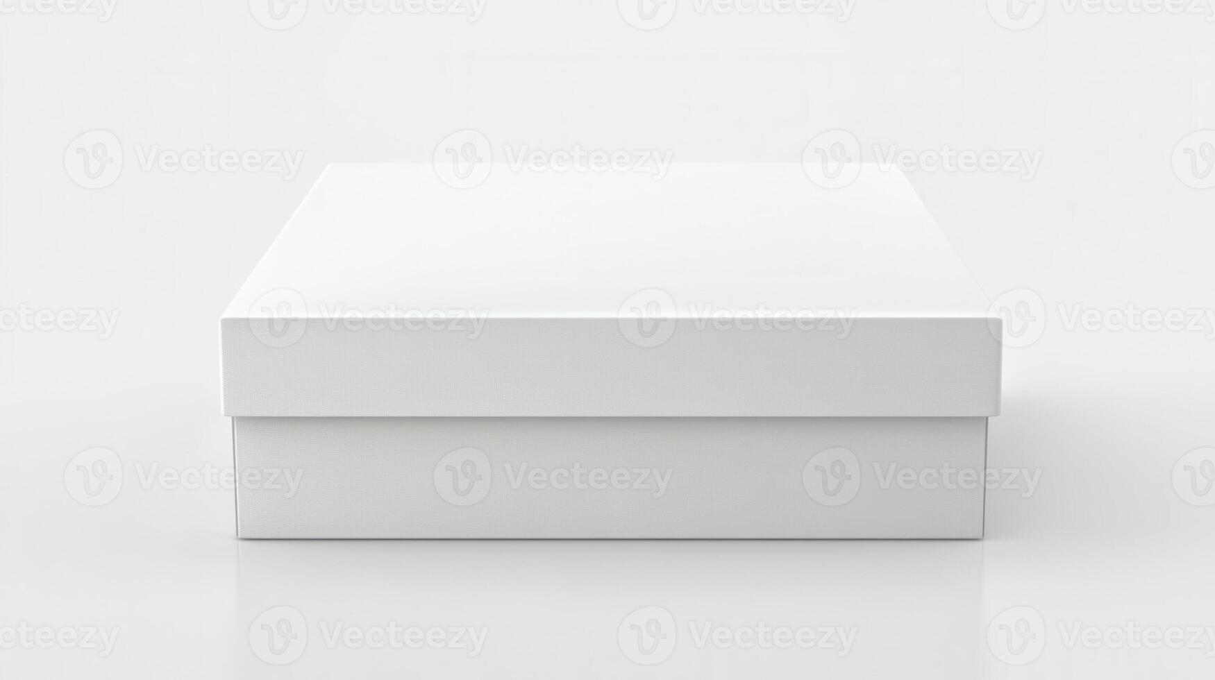 White box with blank lid on a plain surface photo