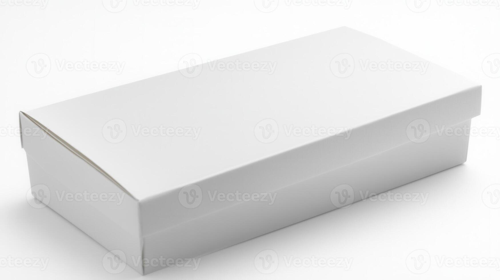 White box with a blank lid on a white surface photo