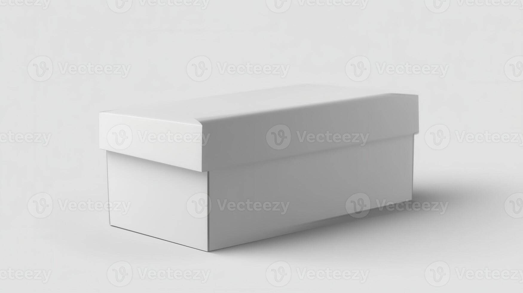 White box on a plain surface with a white background photo