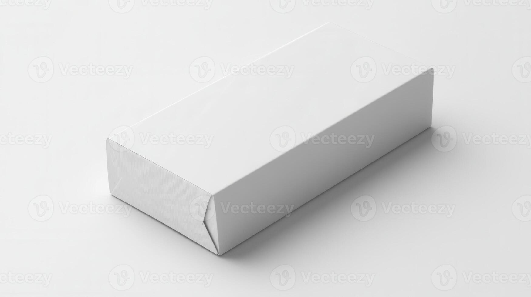 A white box with a blank top on a white surface photo