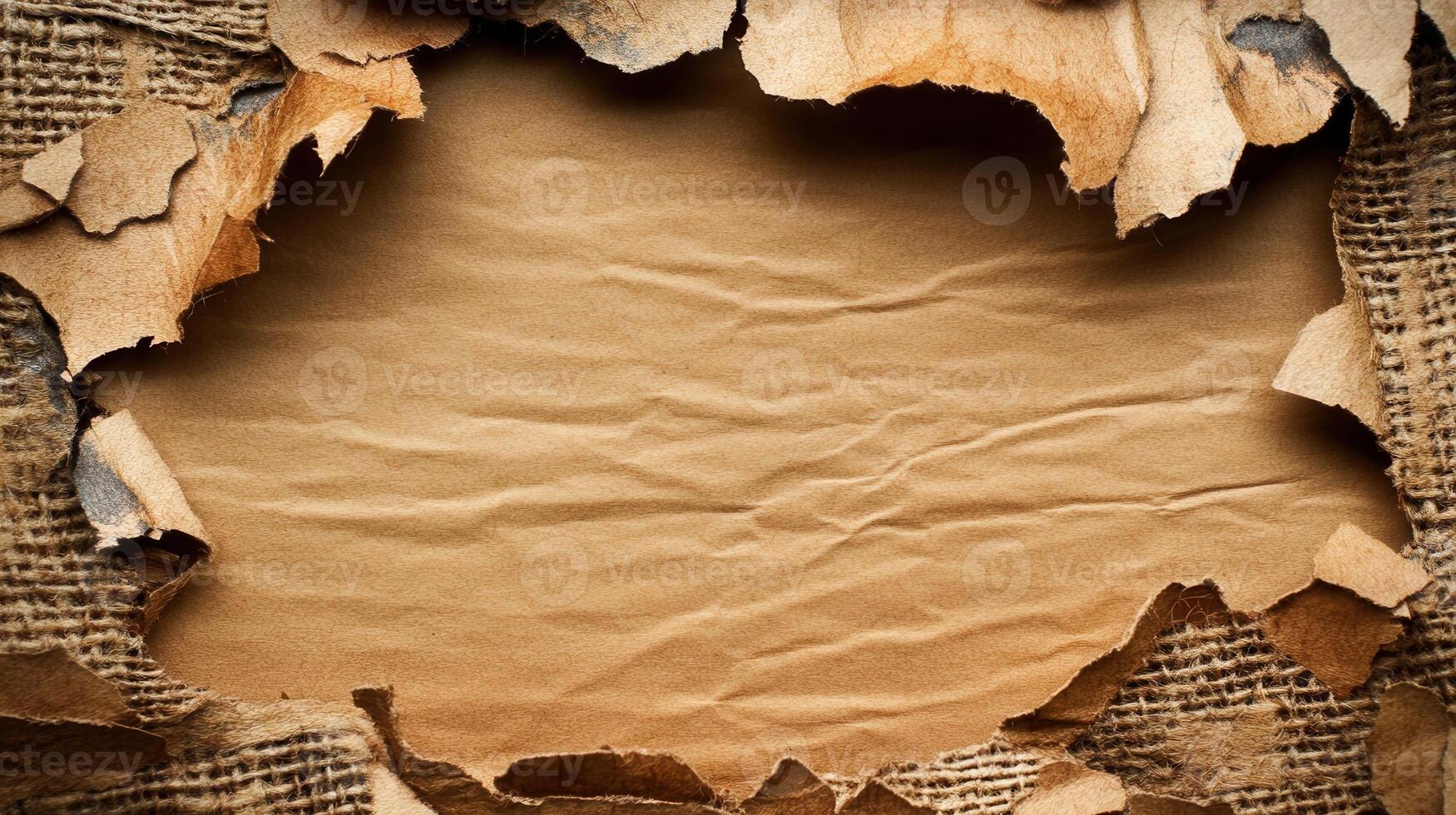 A torn piece of paper with a hole in it photo