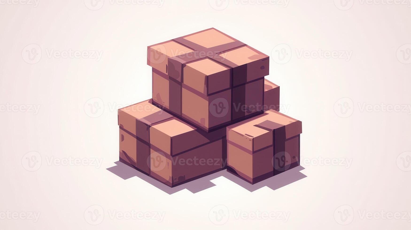 Isometric 3d box with two boxes on top photo