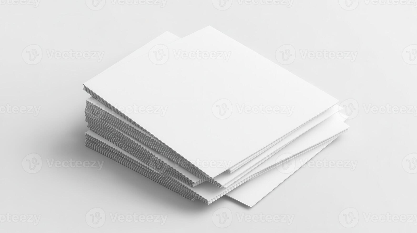 Stack of blank paper on white background photo