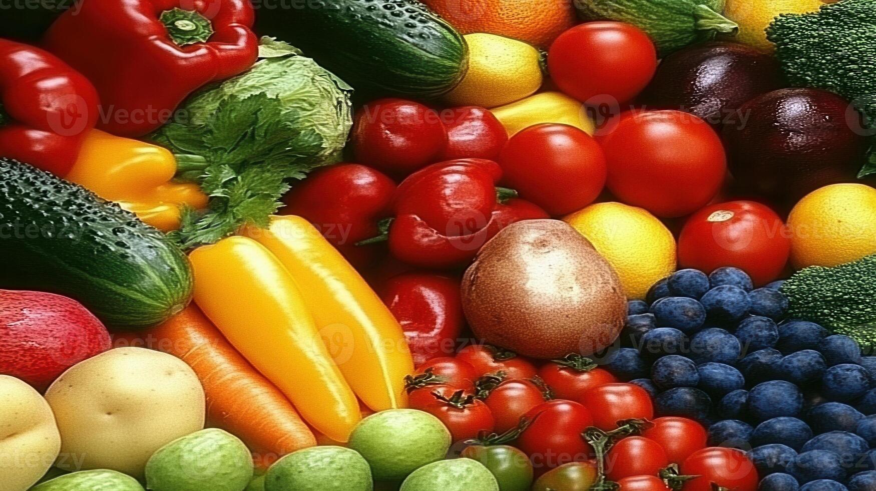 A large pile of various fruits and vegetables photo