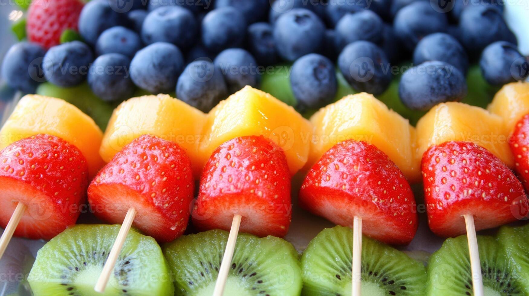 Fruit skewers with fruit on them photo