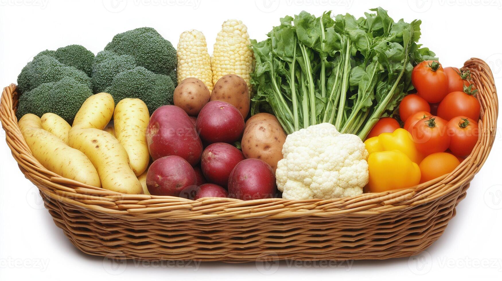 A basket filled with various vegetables and fruits photo