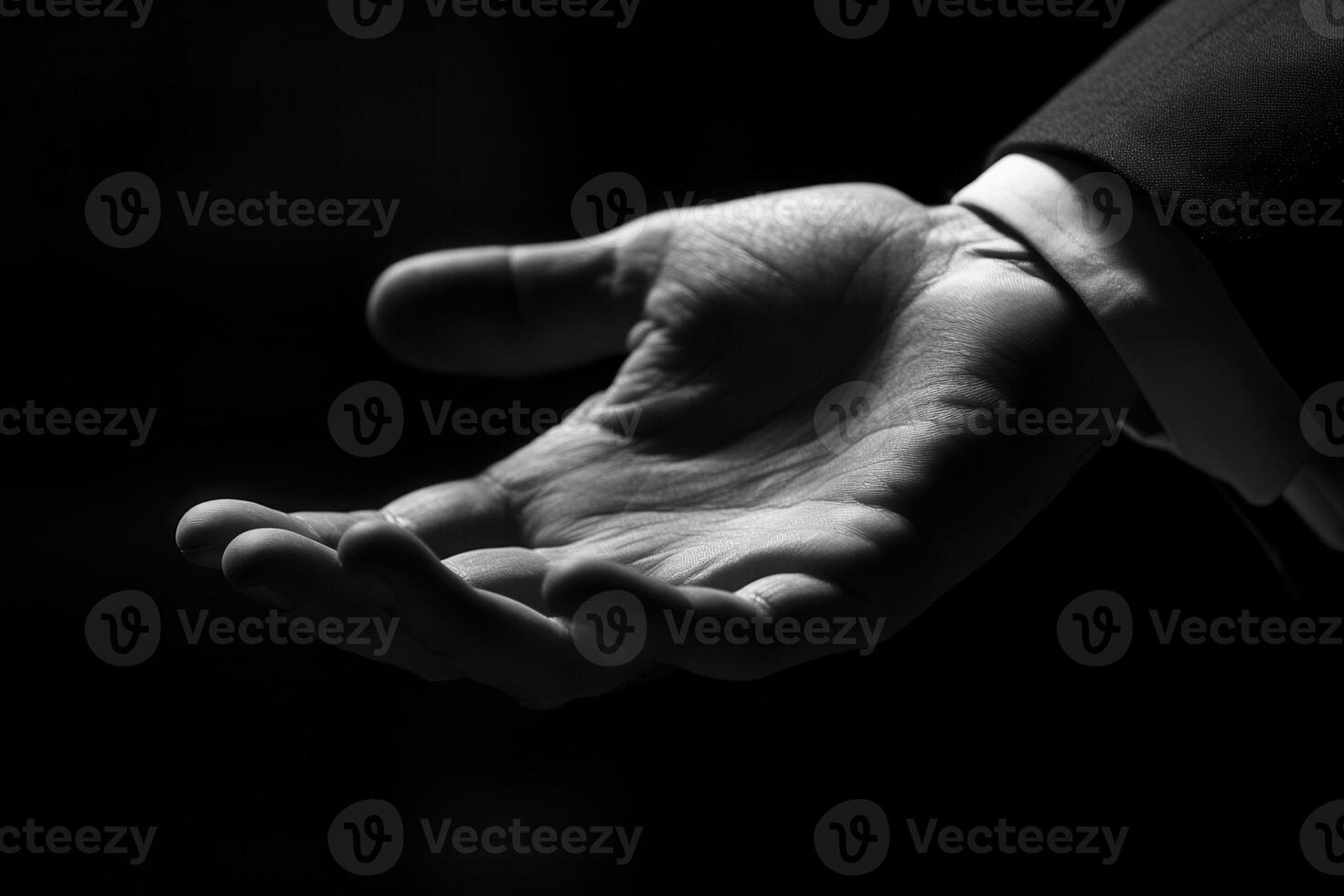 Black and white photo of a man's hand