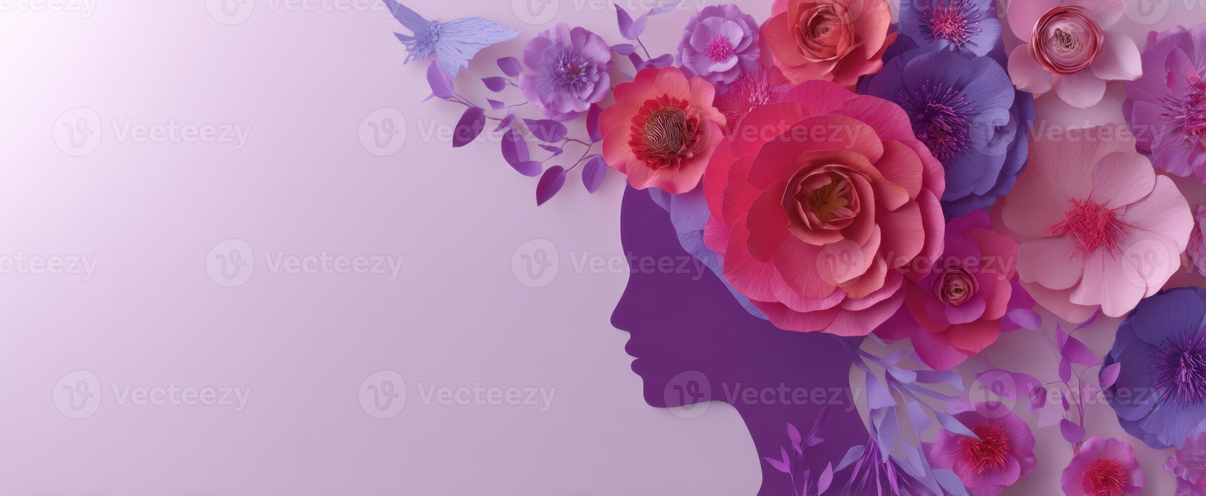 The beautiful silhouette adorned with colorful flowers in a serene design photo