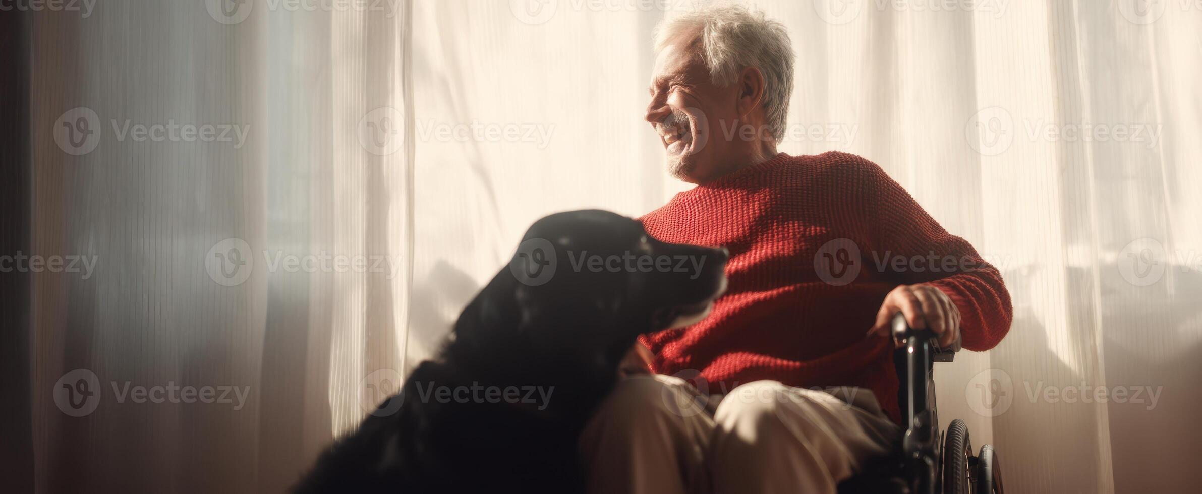 The Elderly Man Enjoys a Heartwarming Moment with His Loyal Dog photo