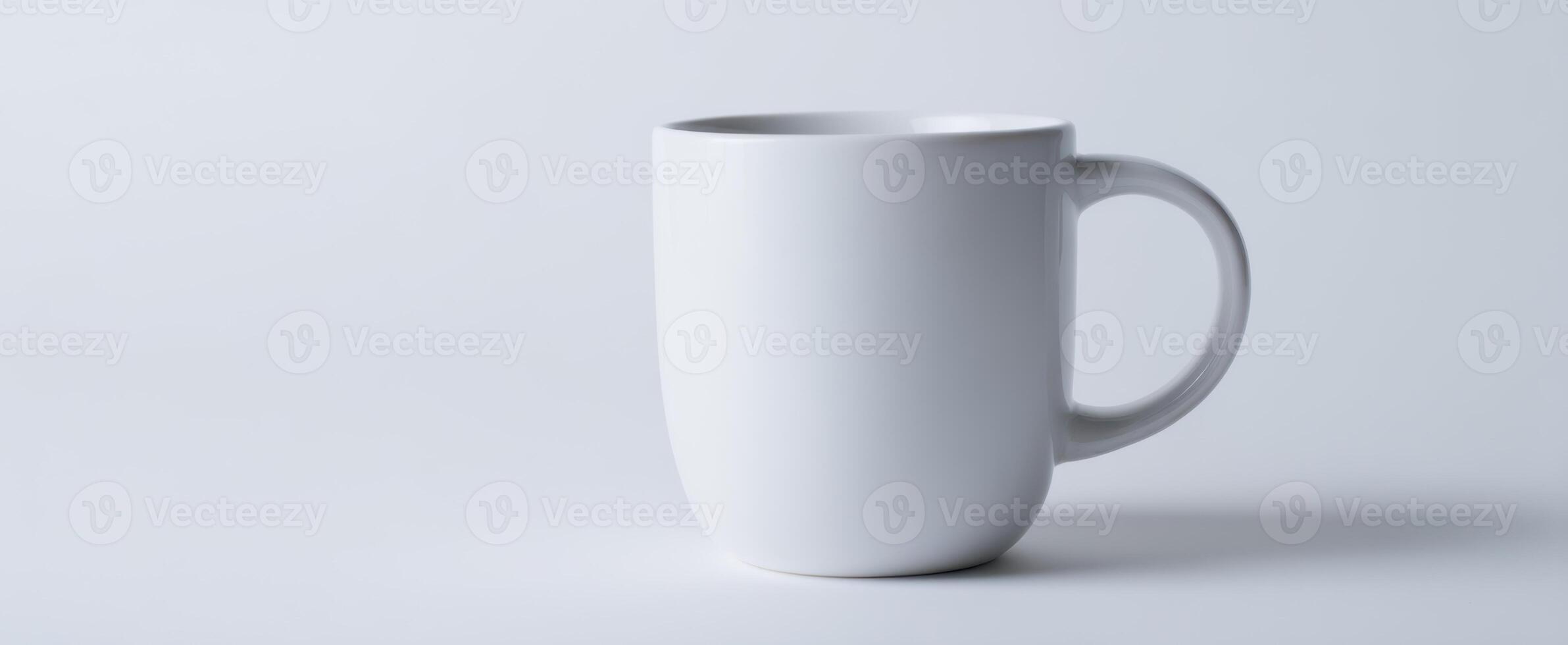 The minimal white mug on a clean, soft background for stylish beverage presentation photo