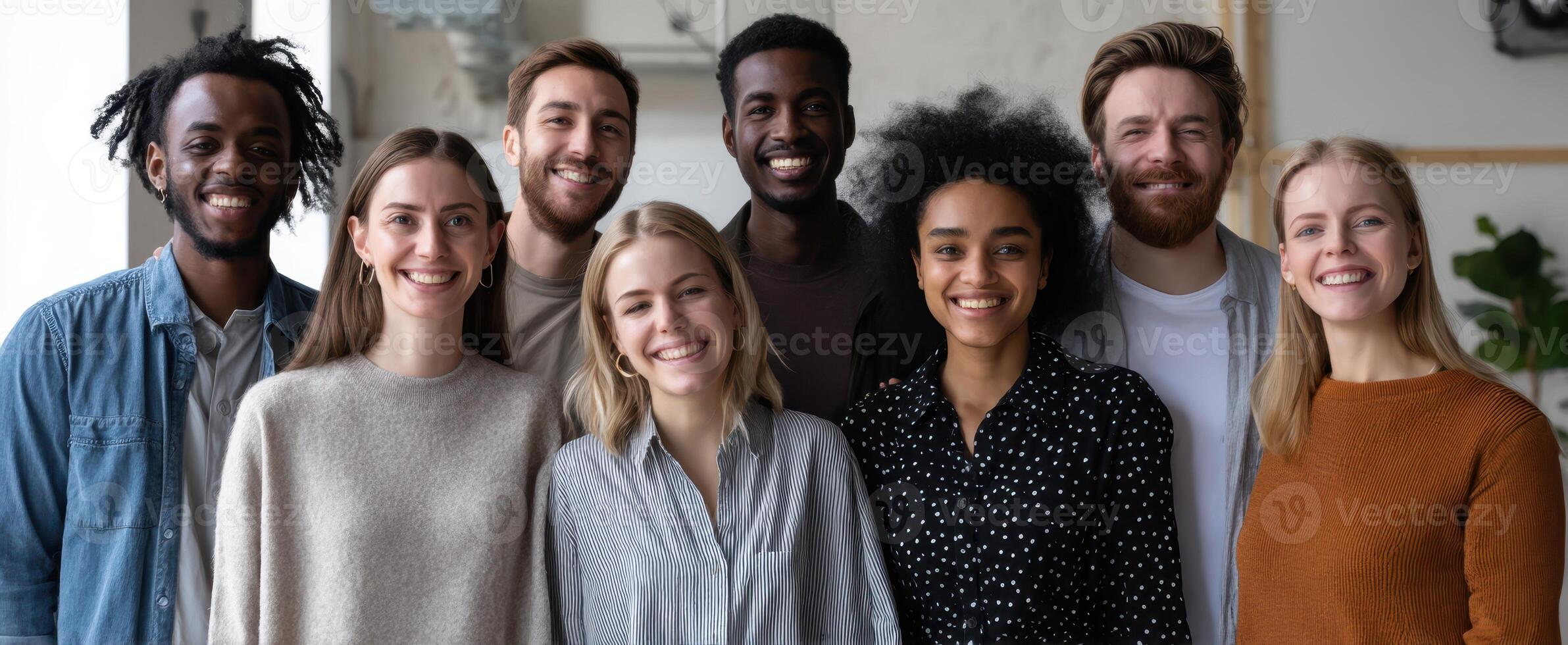 The diverse group of friends celebrating joy and connection indoors. photo